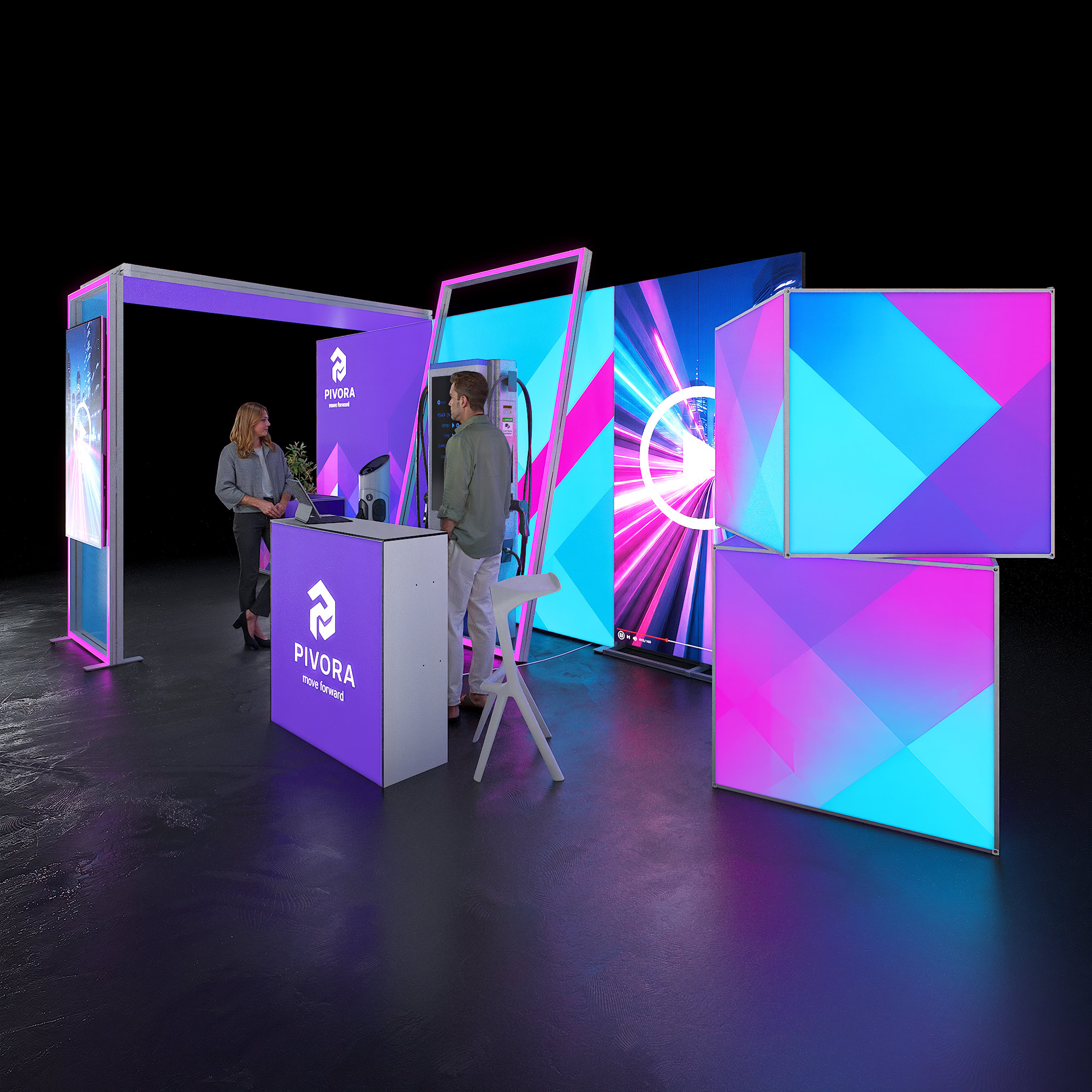 Mobiler Messestand LED - inkl. Videowall - SET 07