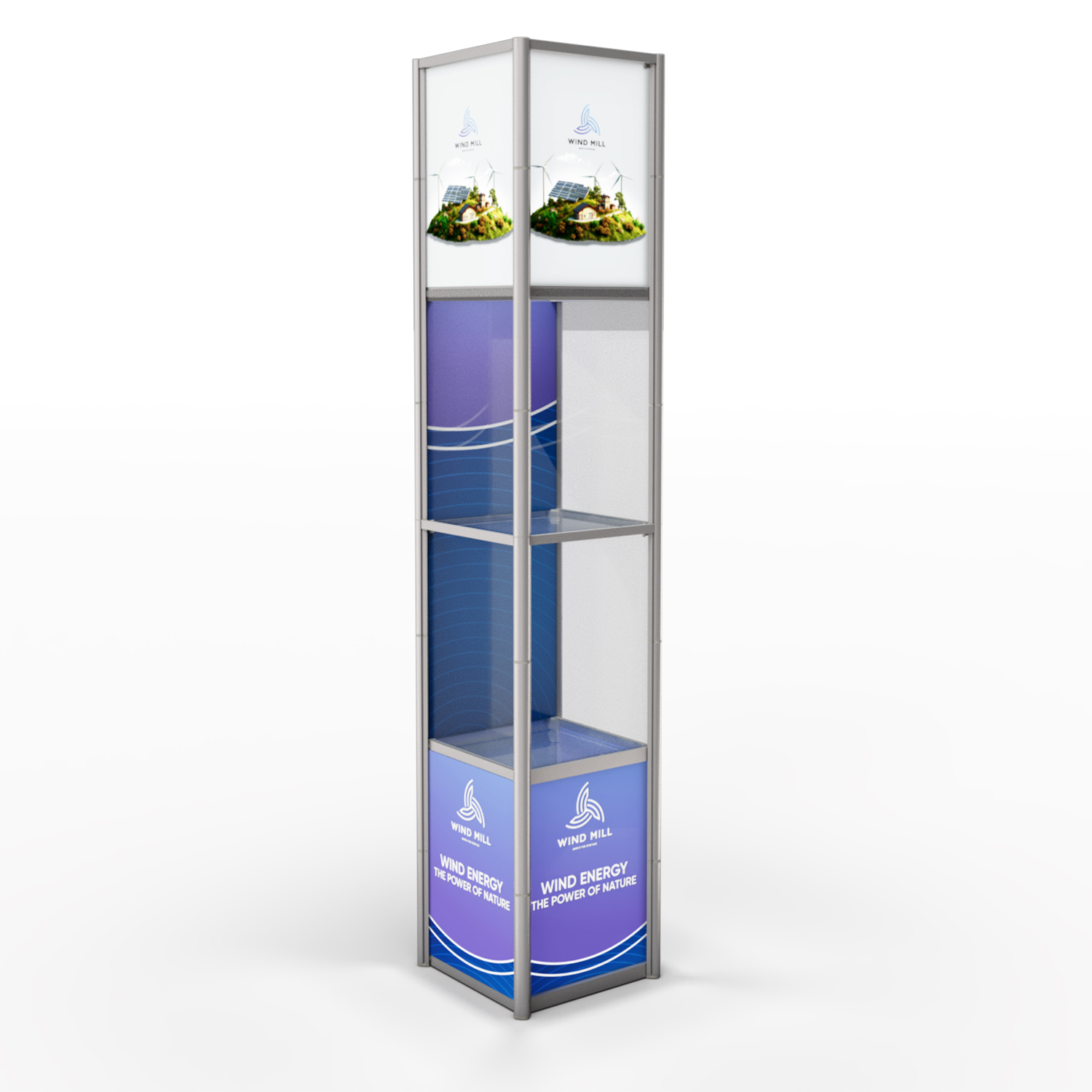 Messevitrine Twister mit LED Beleuchtung