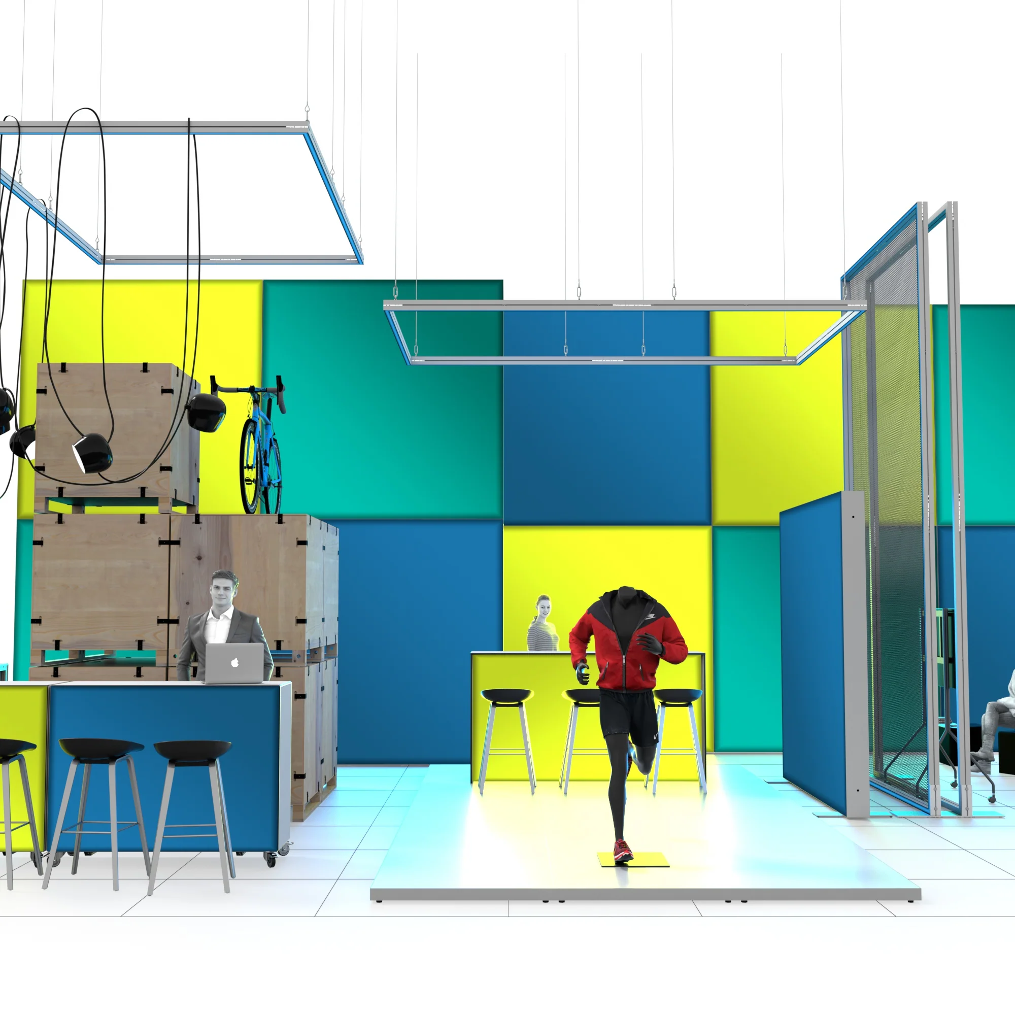 LED Messestand - Set Noah- MODULAP BIG ONE - Offener Messestand mit Bar und Präsentationsflächen