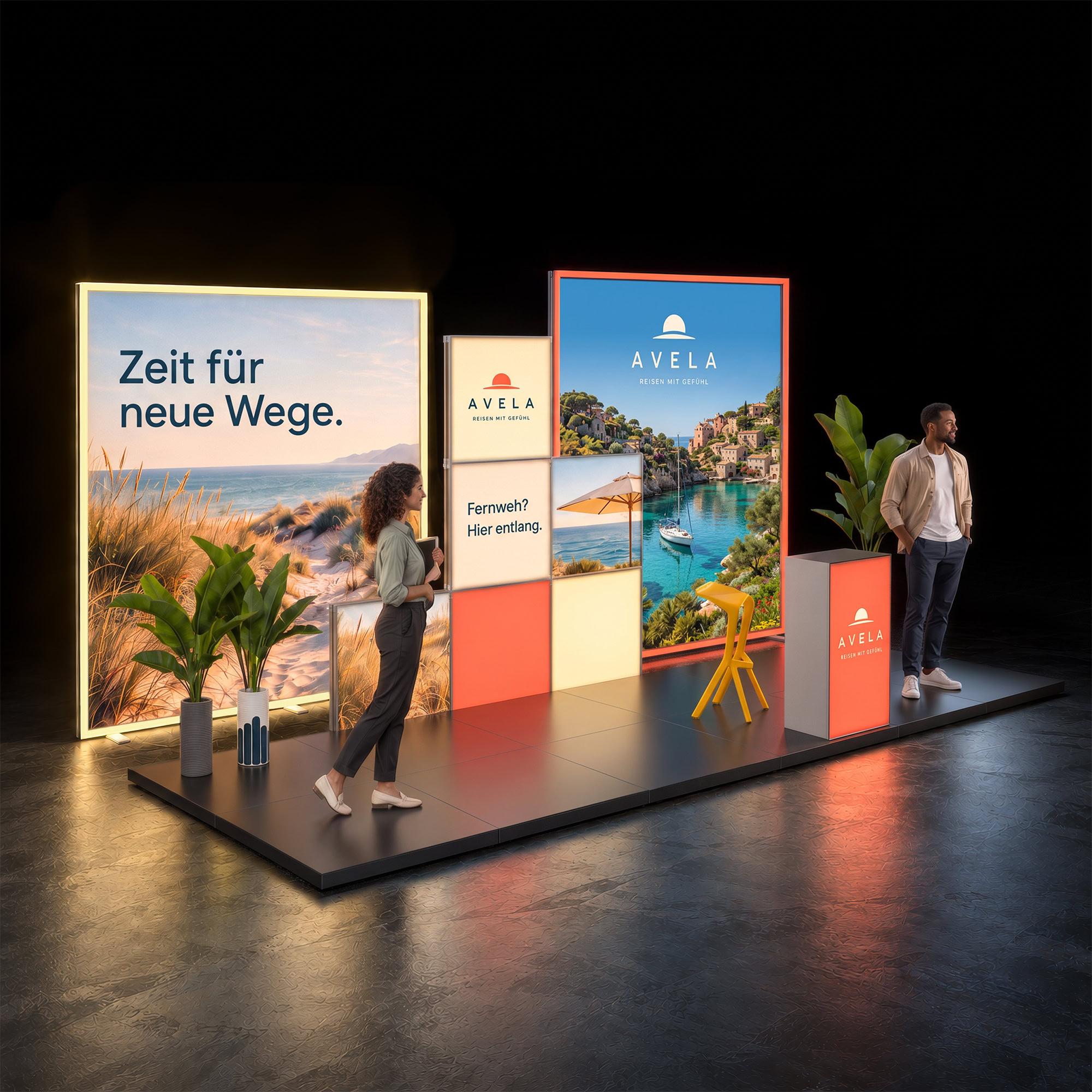 Mobiler Messestand LED - Set Augustina - MODULAP ONE