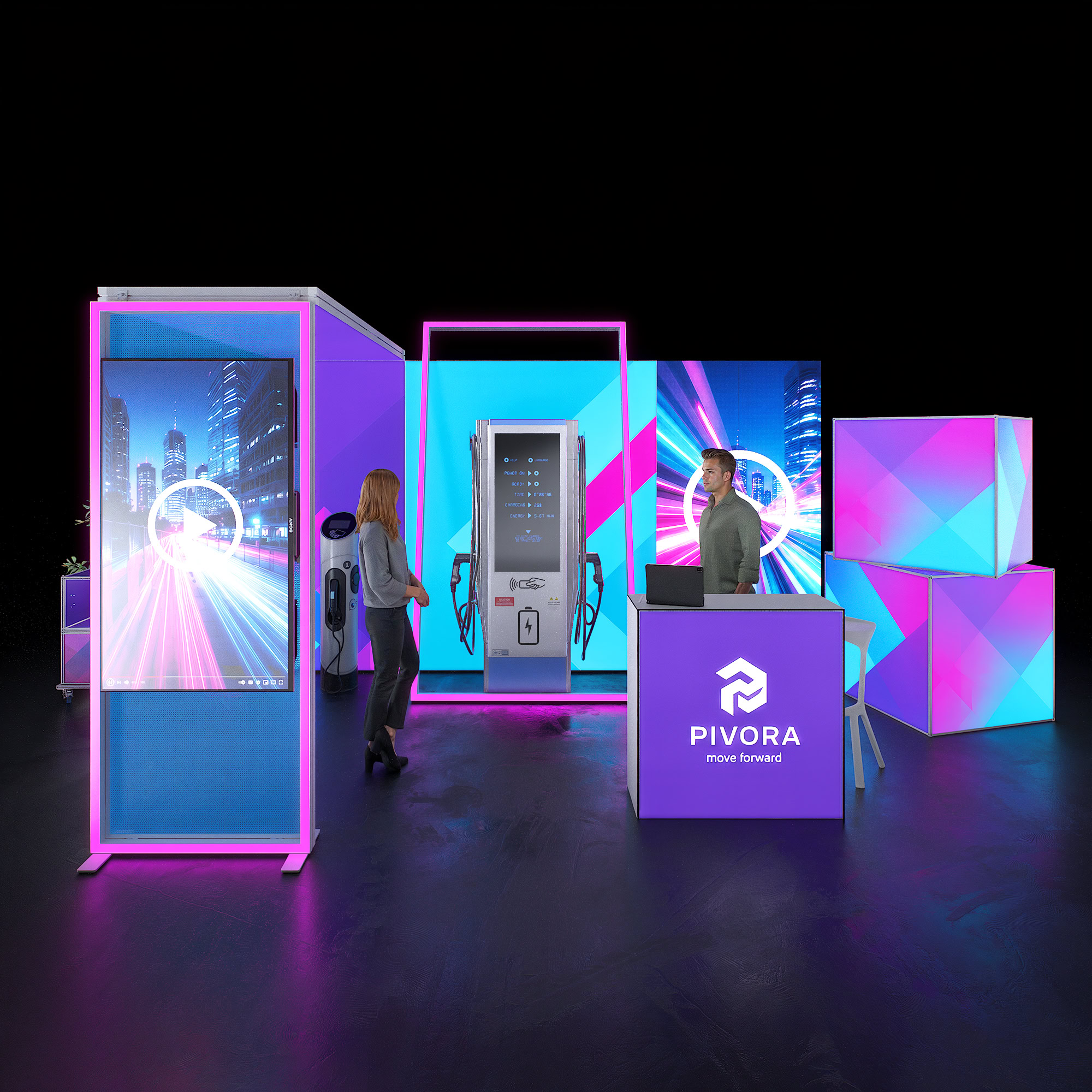 Mobiler Messestand LED - inkl. Videowall - SET 07