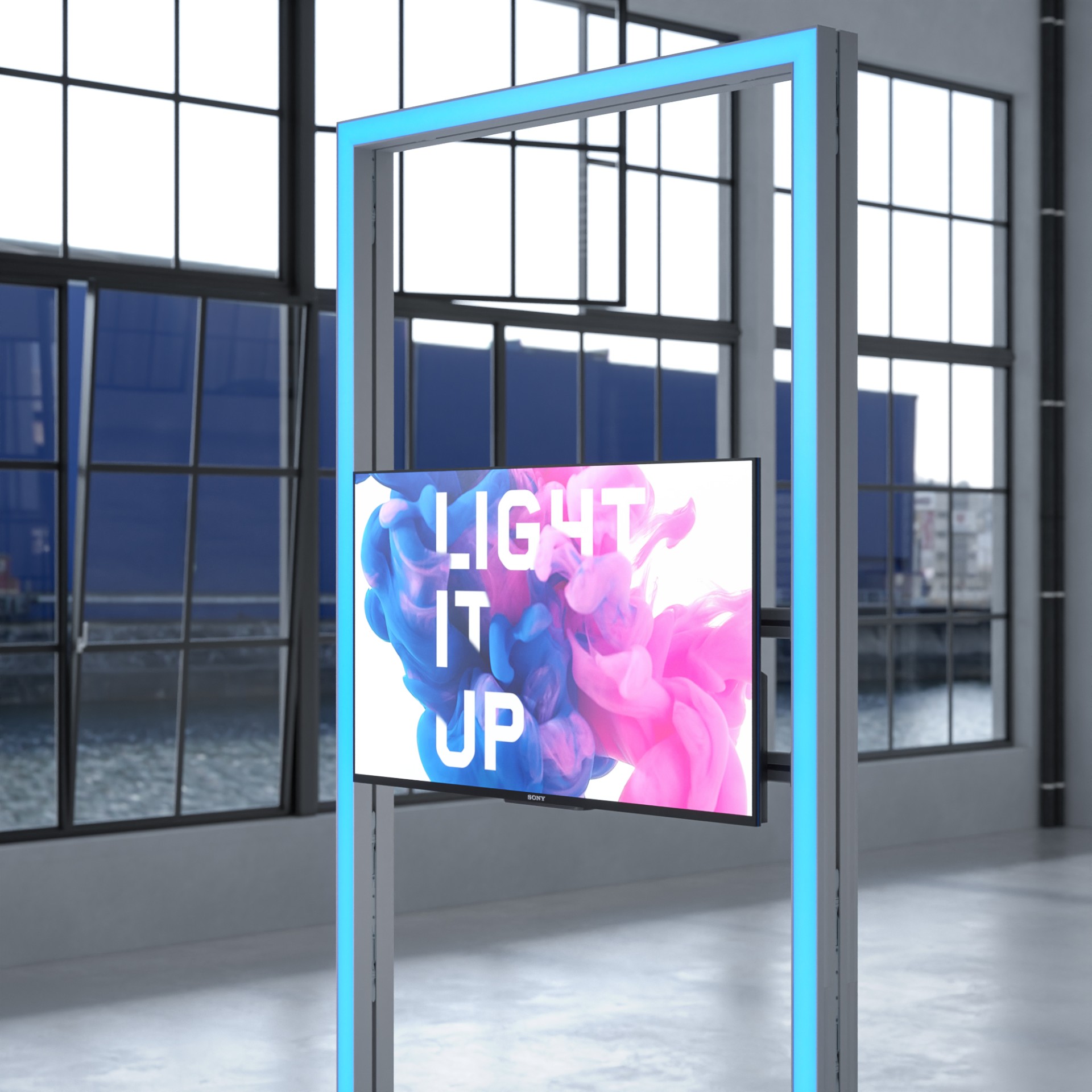 LED Lightframe RGB - B 98 x H 246 cm inkl. TV Halterung - MODULAP ONE ...